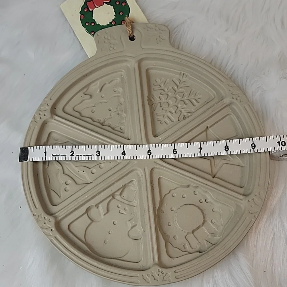 SASSAFRAS Superstone Farmhouse Holiday Christmas Shortbread Cookie Mold VTG‎